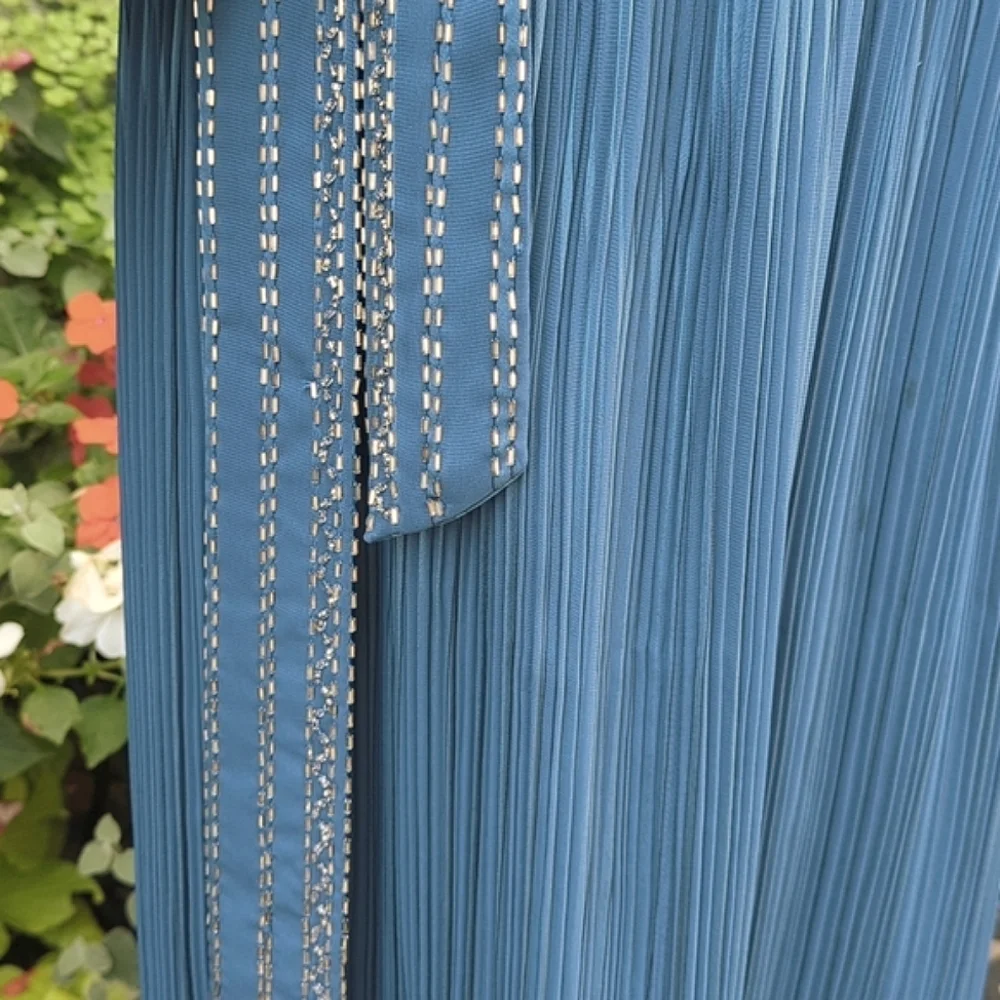 True Vintage Jack Bryan 70's Hollywood Glam Chevron Beaded Pleated Maxi 10/12 - Picture 13 of 16